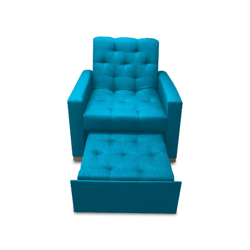 Sofá Cama Unipersonal Sabathy Tela Lino 95X90X94Cm Turqueza