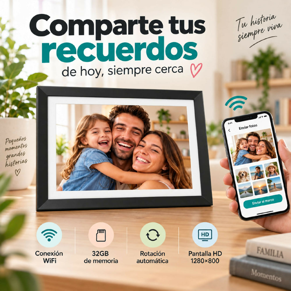 Marco De Fotos Digital Wi-Fi Álbum Electrónico Inteligente Para El Hogar Y La Oficina