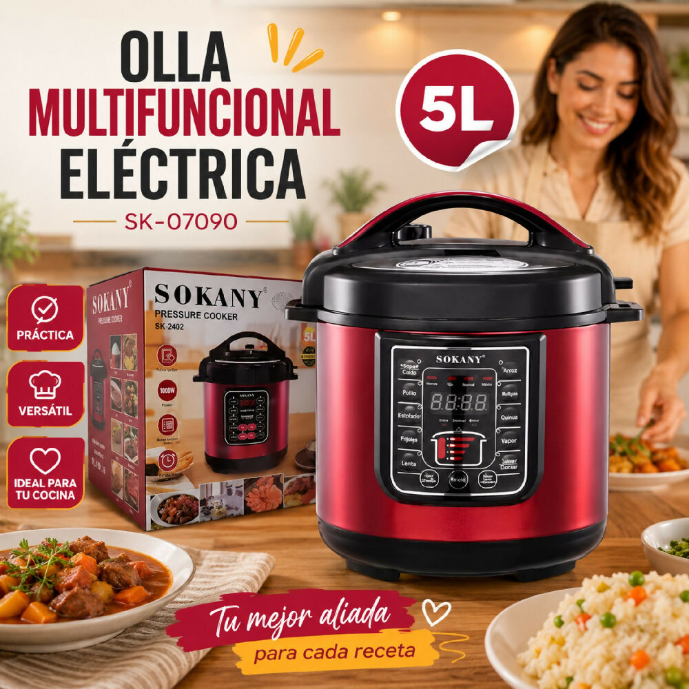 Olla A Presión Digital Multifuncional Sokany SK-07090 De 5 Litros
