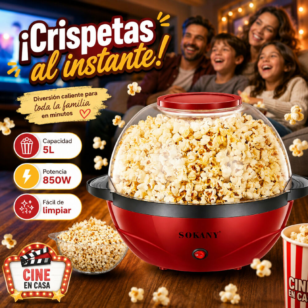 Maquina De Crispetas Sokany 905 5L Gran Capacidad Cocina Crispetera Palomitas