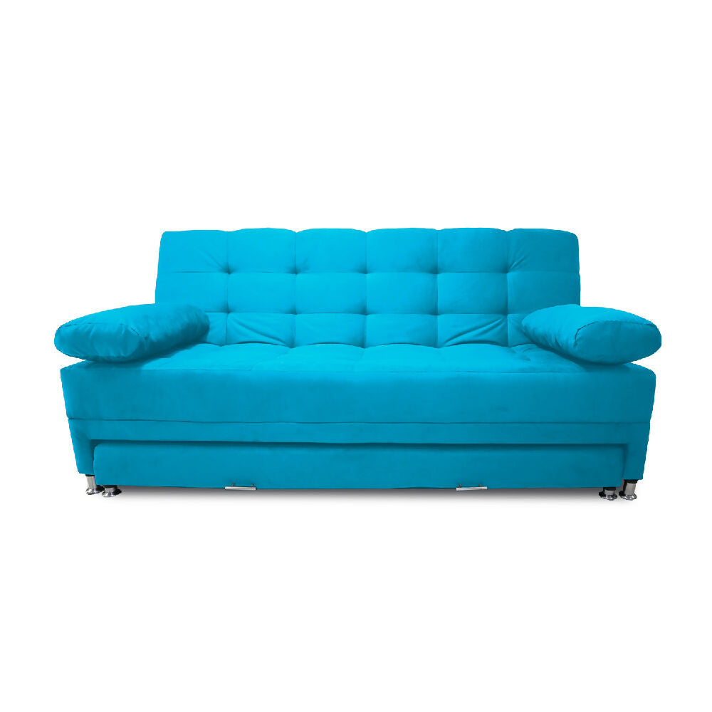 Sofá Cama Tarima Haller Tela Velvet 190X95X80 Turqueza