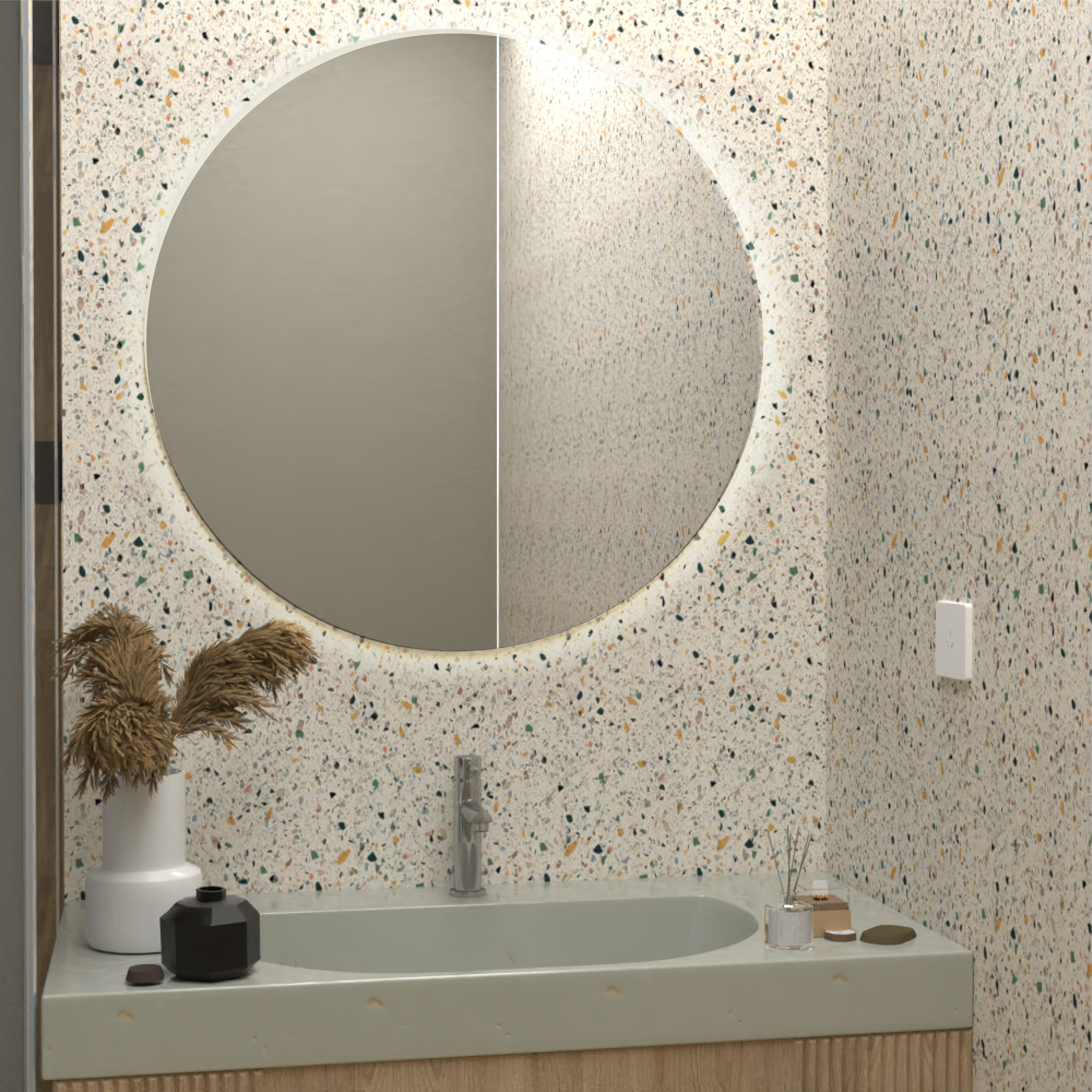 Espejo Redondo Capri 75, Luz Led