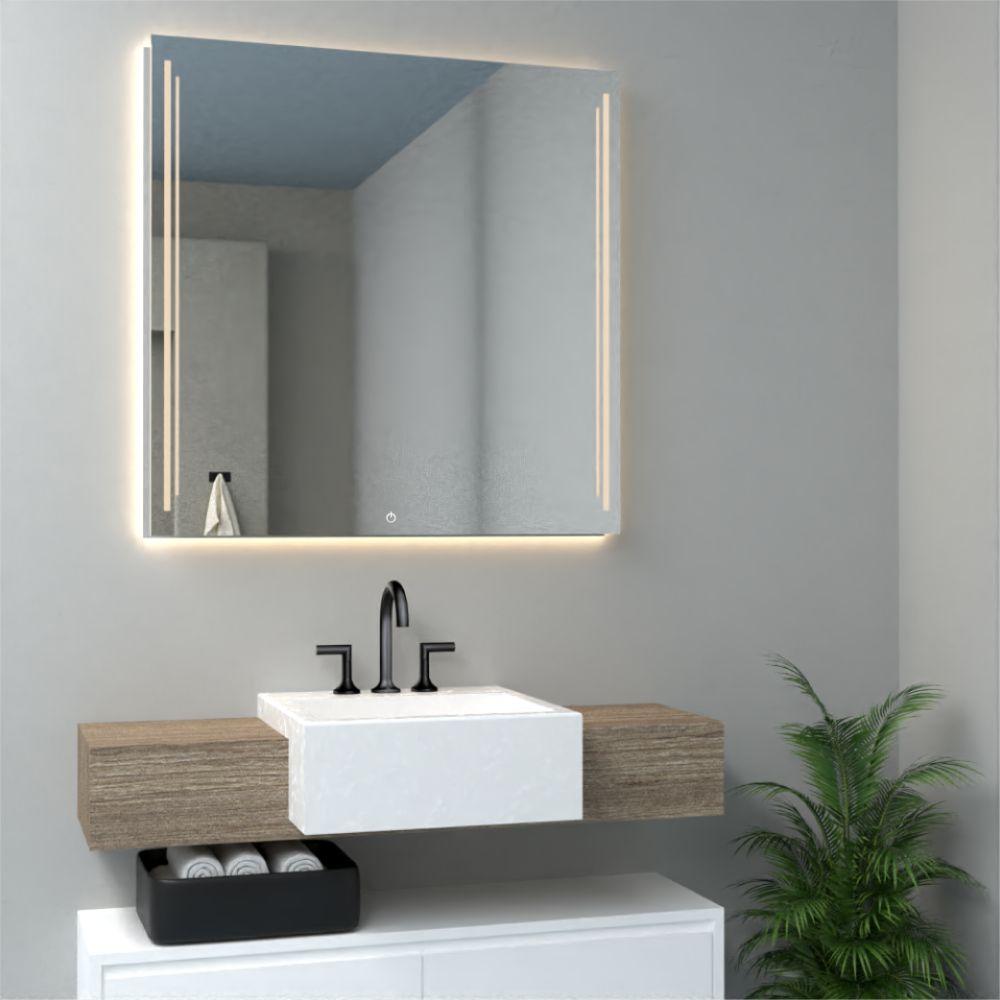Espejo Toronto led+touch, Rectangular con diseño en Sandblasting - VIRTUAL MUEBLES