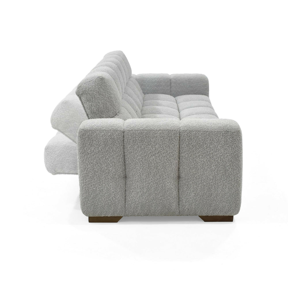 Sofa Cama Miami Reclinable 3 Posiciones 228x91x78 Tela Plata Matiz Caoba