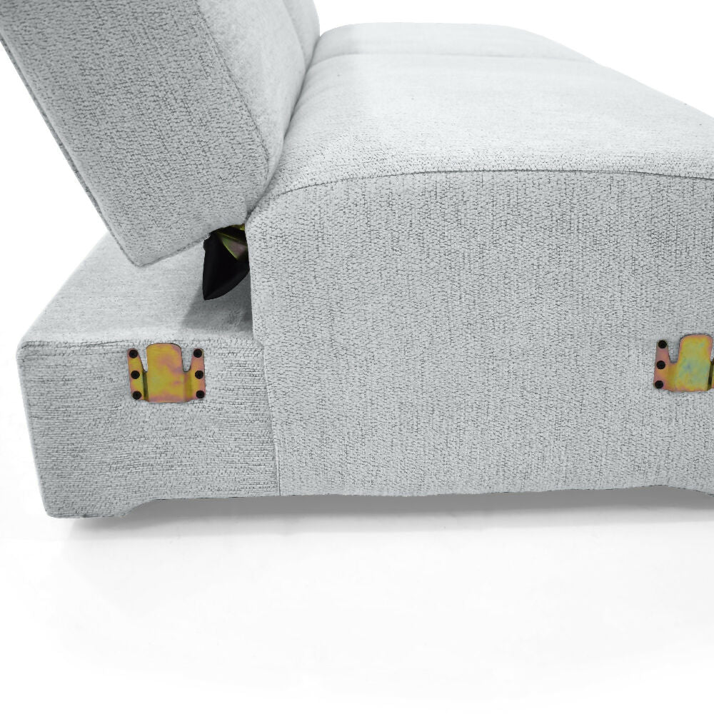 Sofa Cama Boston 225x91x80 cm Con Brazos Removibles Tela Plata