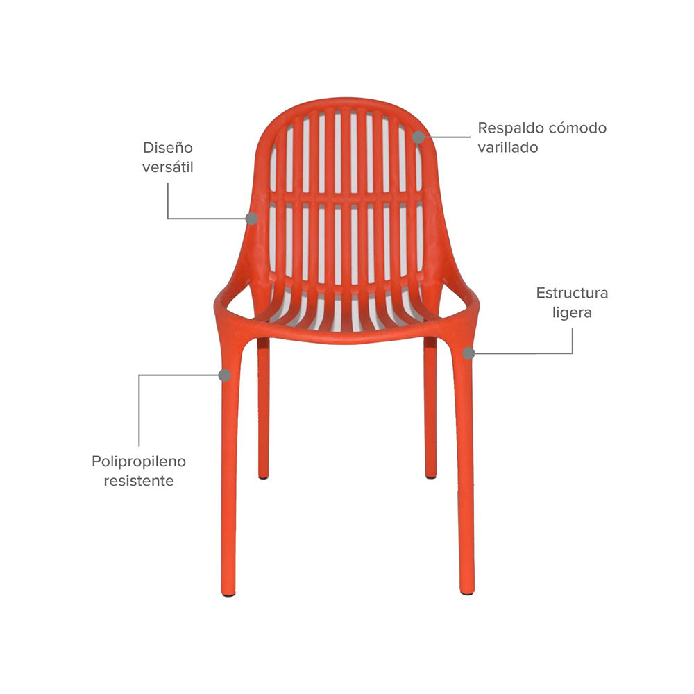 Silla Plástica Alteza, Naranja