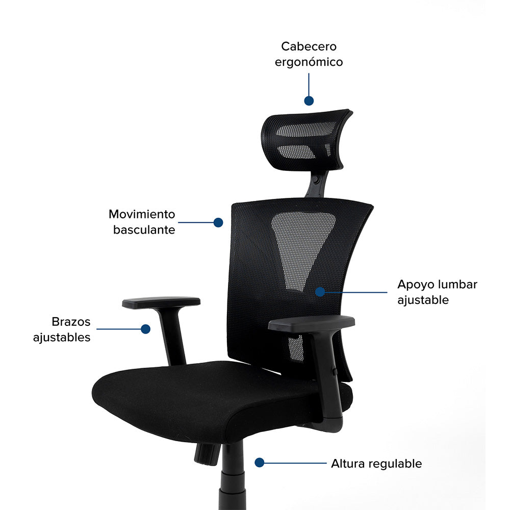 Silla de Oficina Presidente Niza, Negro