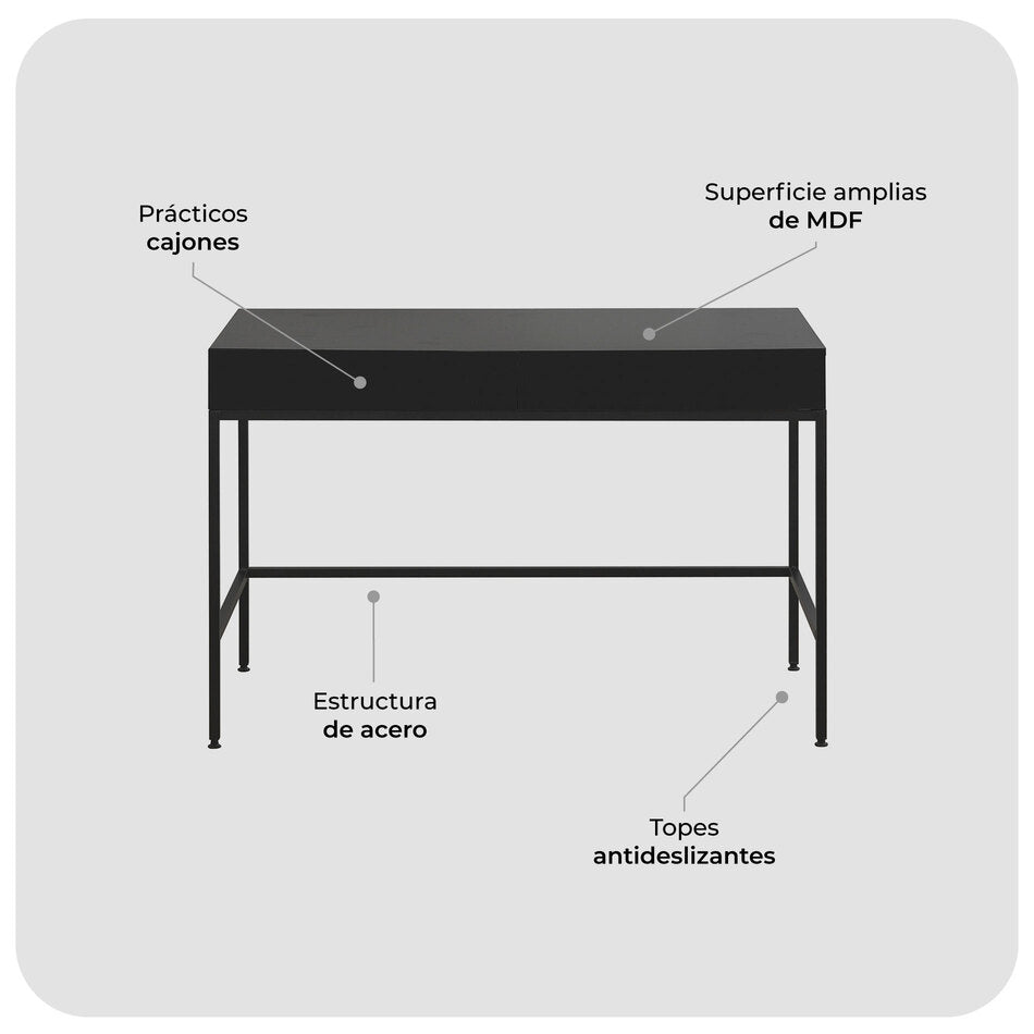 Escritorio Con Cajones Metálico Negro