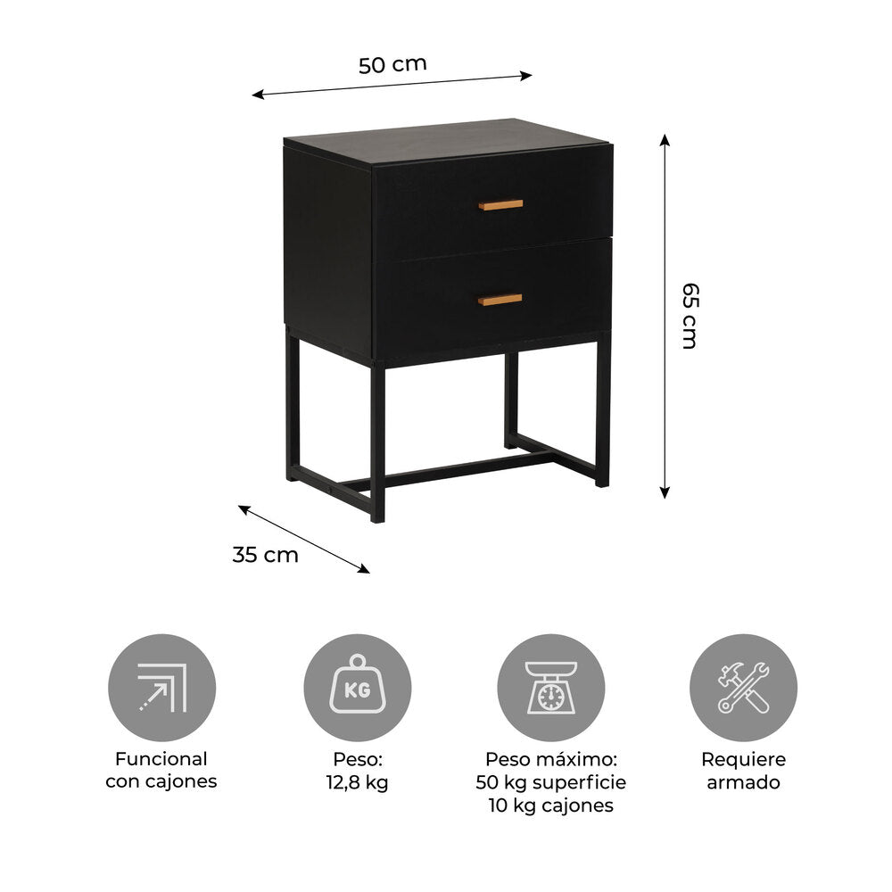 Mesa de Noche Block, Negro