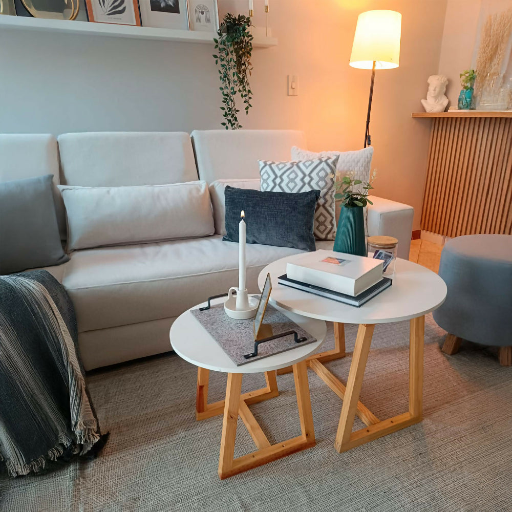 Combo Mesa Nido Bits, Blanco + Madera Natural