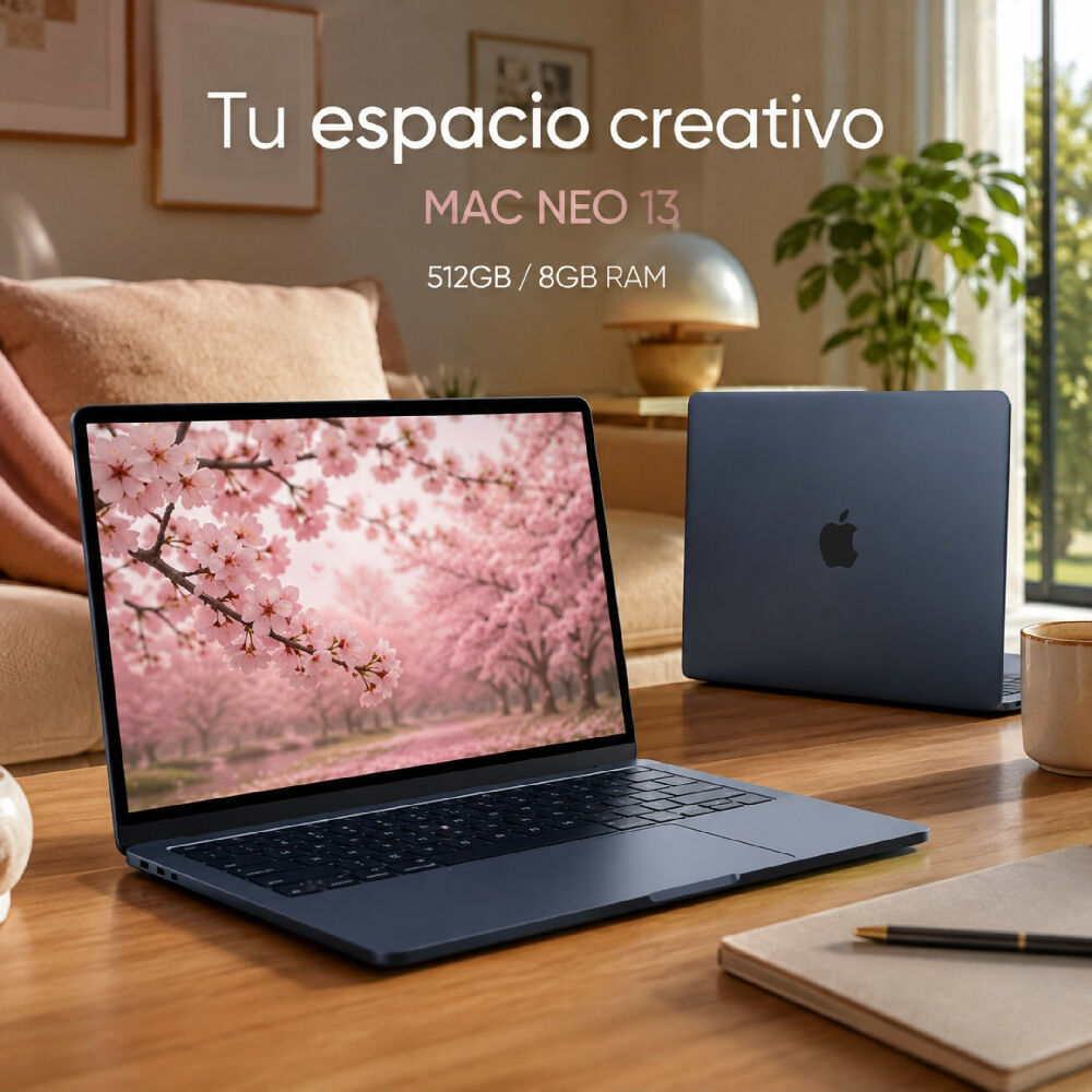 Macbook Neo 13 Pulgadas 512GB/8GB Ram Laptop Apple De Gran Almacenamiento Negro