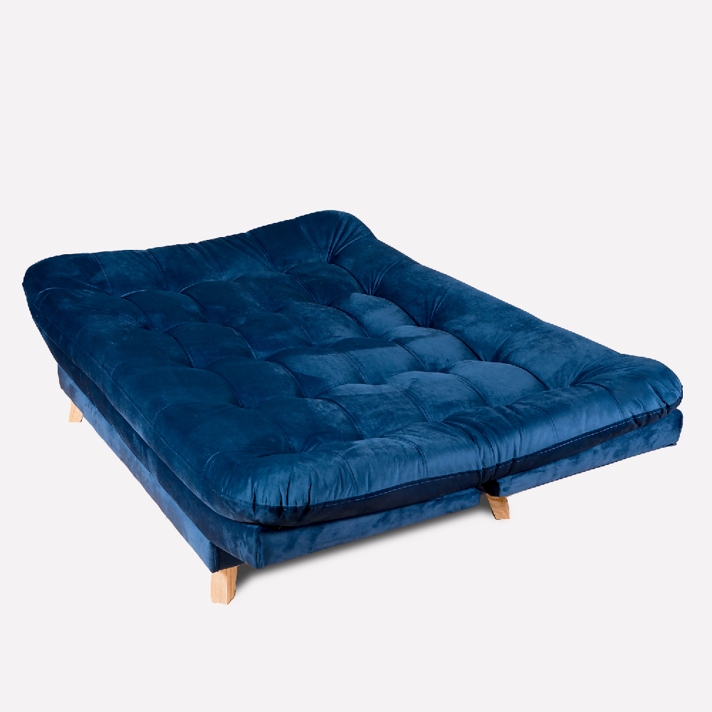 Sofá Cama Valencia Azul Petróleo + Puff