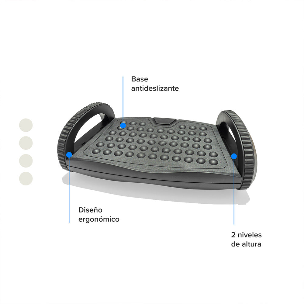 Descansapies Ergonómico 2 Alturas de Plástico, Negro