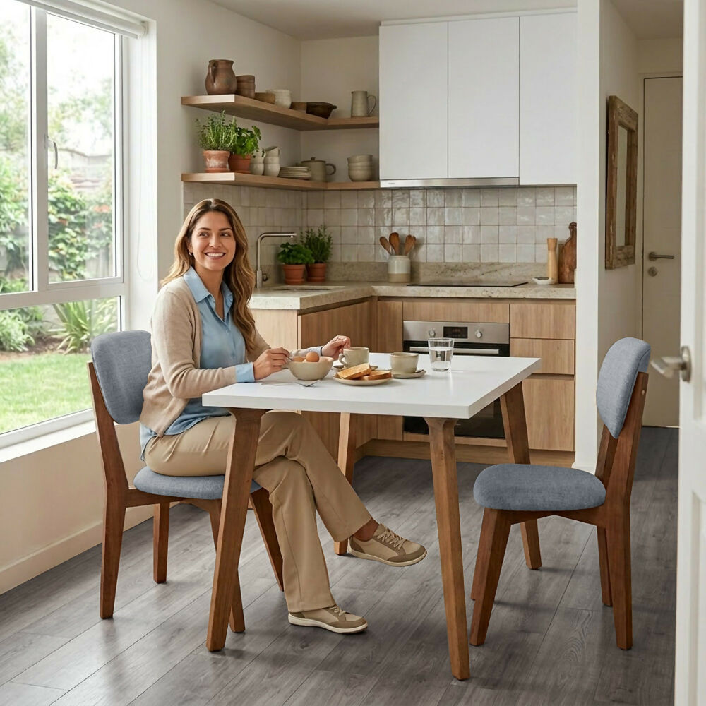 Silla de Comedor Adela 50x51.5x93 Tela Gris