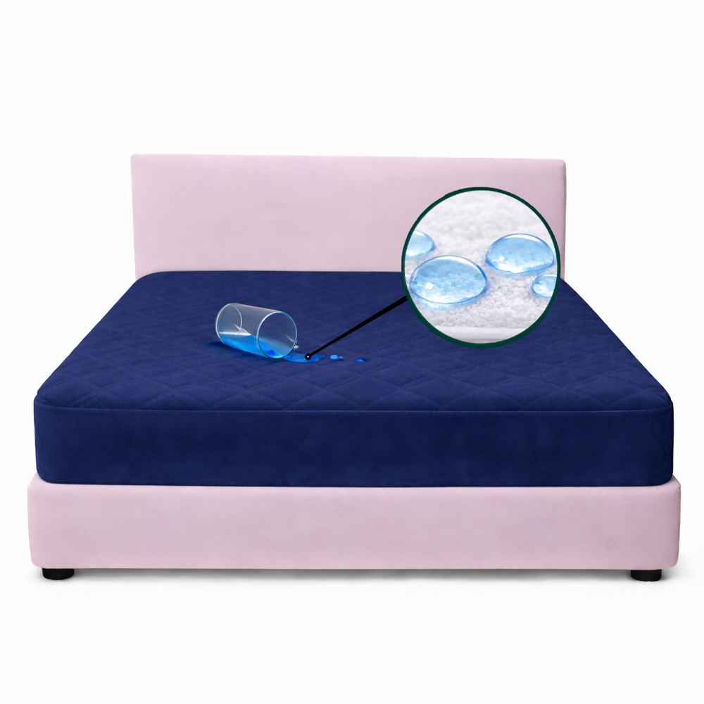 Protector colchon king antifluido azul 200x200cm
