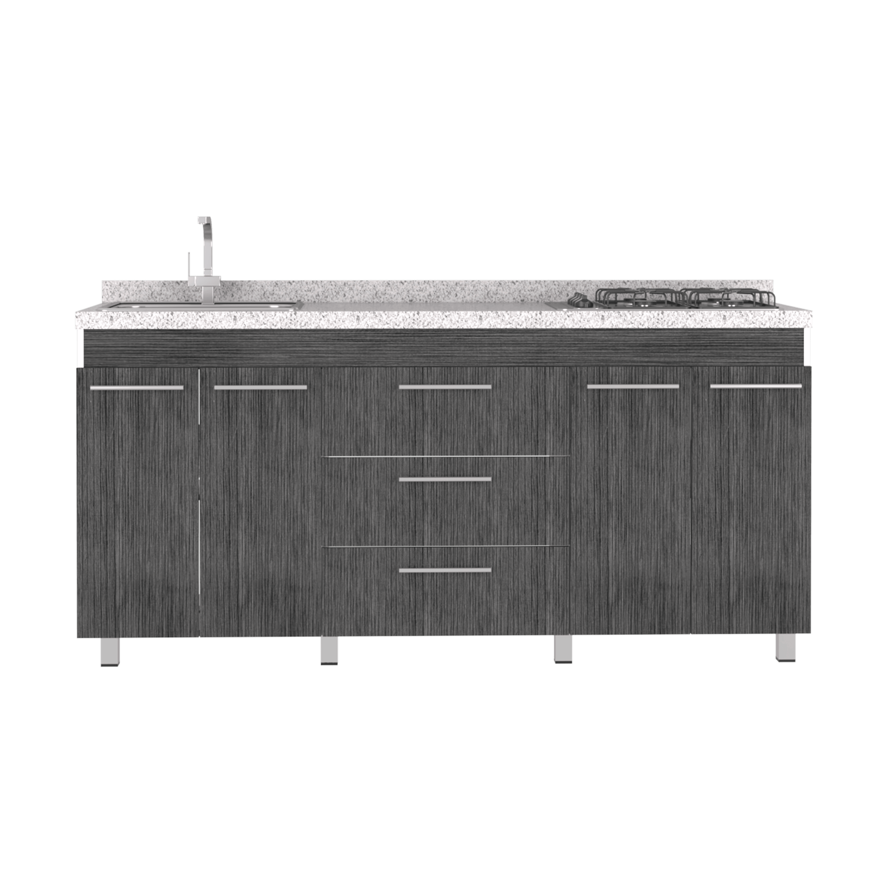 Gabinete Inferior Polux, Blanco y Gris , con Amplia Superficie Superior, No Incluye Mesón - VIRTUAL MUEBLES