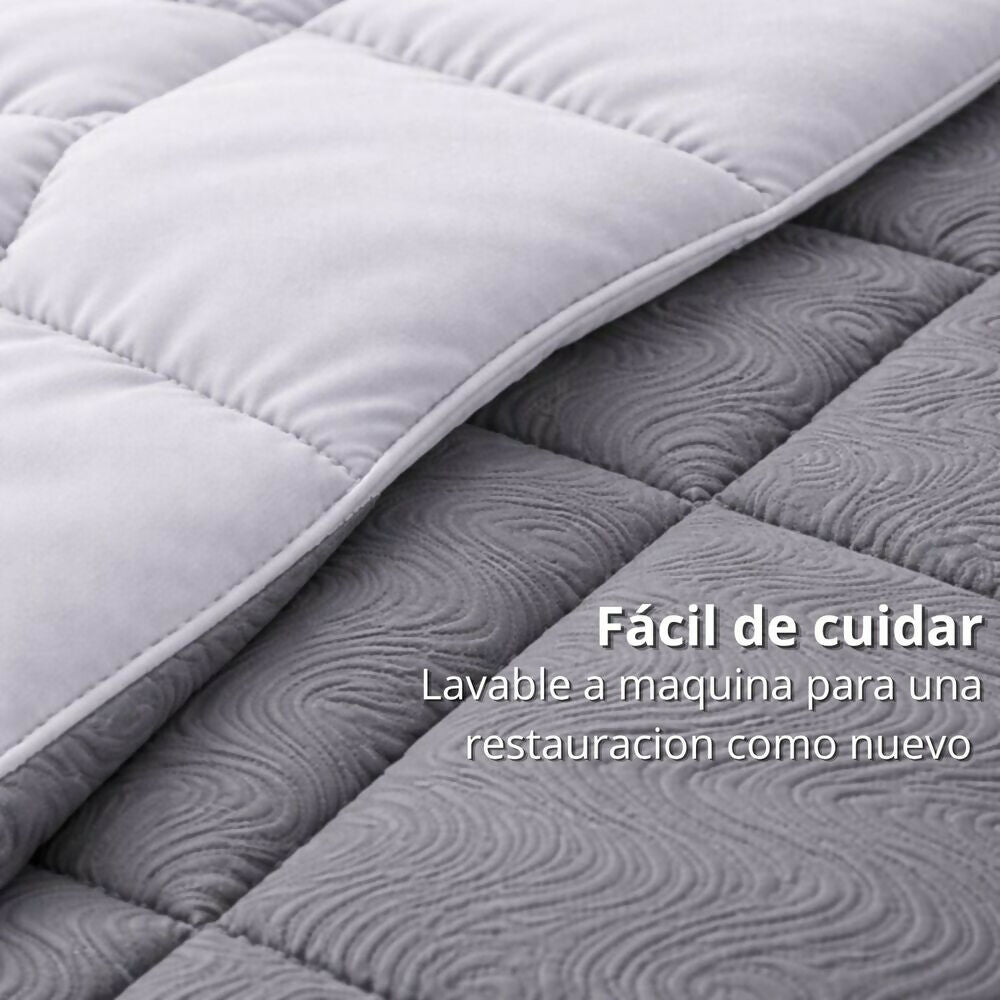 Edredon cubrelecho semidoble doble faz gris gris
