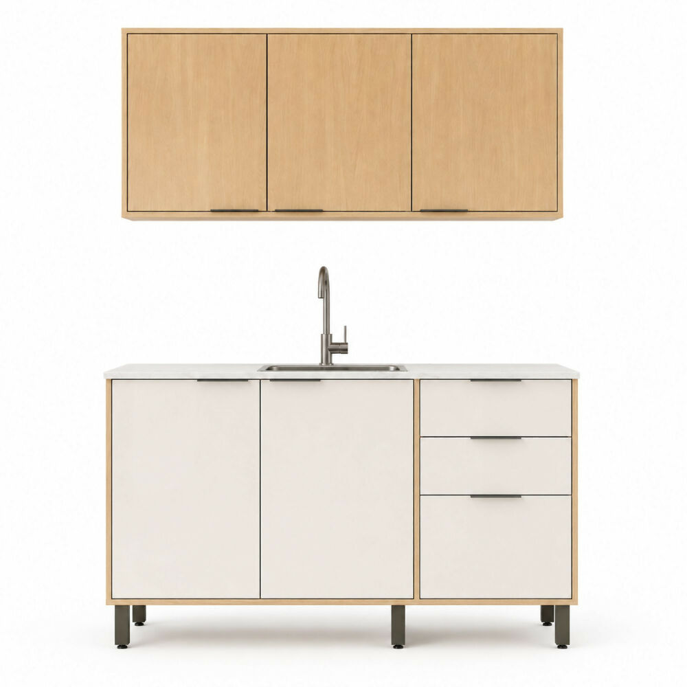 Cocina 120 cm Canarias 6 Puertas 2 Cajones - Almendra/Blanco Apagado