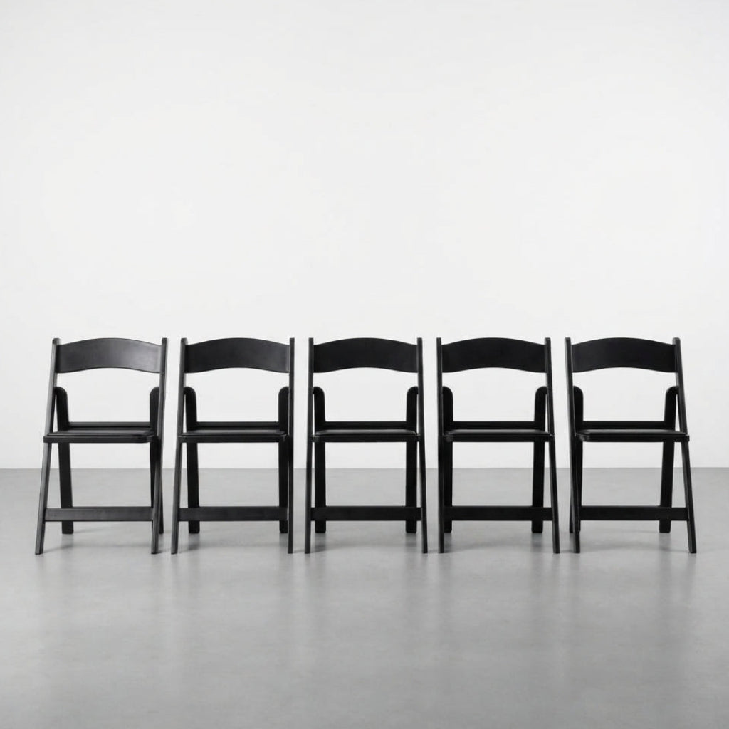 Set de 5 Sillas Plegables Erin, Negro, Diseño Práctico y Funcional