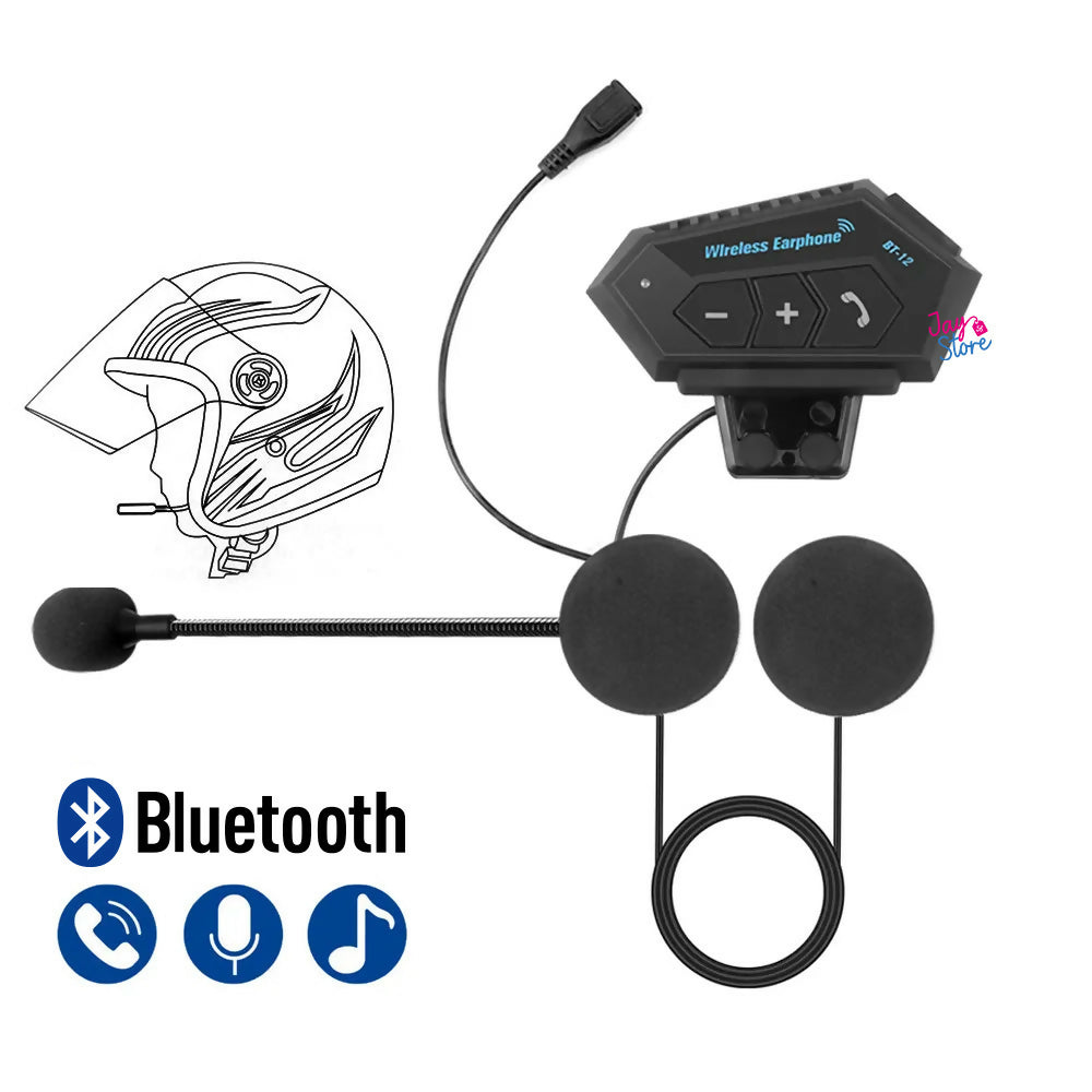 Intercomunicador Auriculares Casco Bluetooh BT12 Moto Música