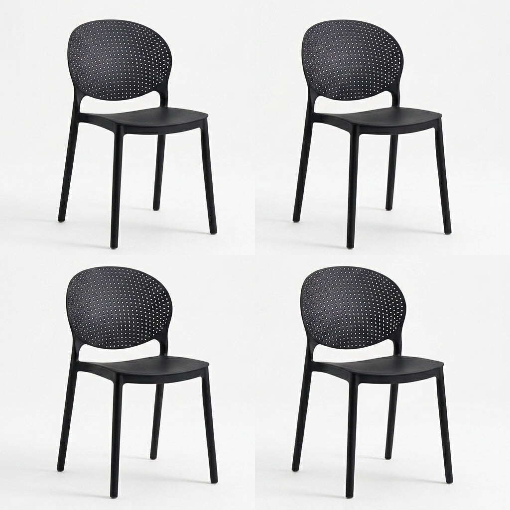Set de 4 Sillas Florida, Color Negro, con Espaldar y Diseño Moderno