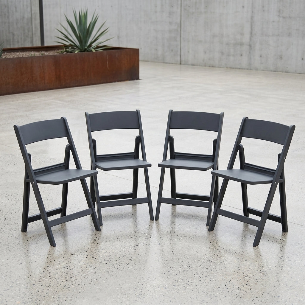 Set de 4 Sillas Plegables Erin, Negro, Diseño Práctico y Funcional