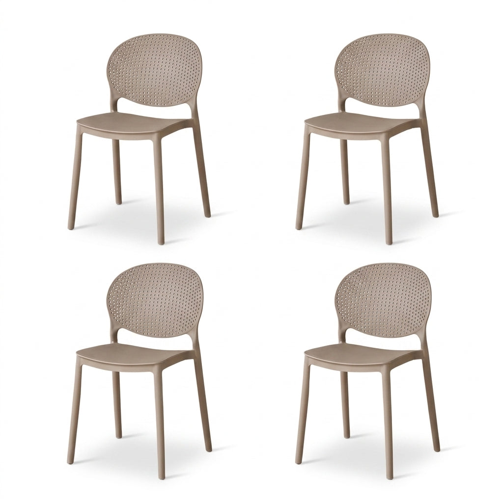 Set de 4 Sillas Florida, Color Taupe, con Espaldar y Diseño Moderno