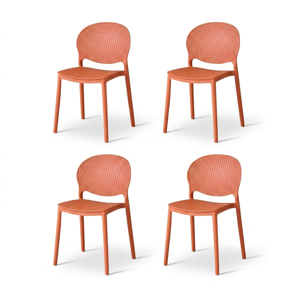 Set de 4 Sillas Florida, Color Terracota, con Espaldar y Diseño Moderno