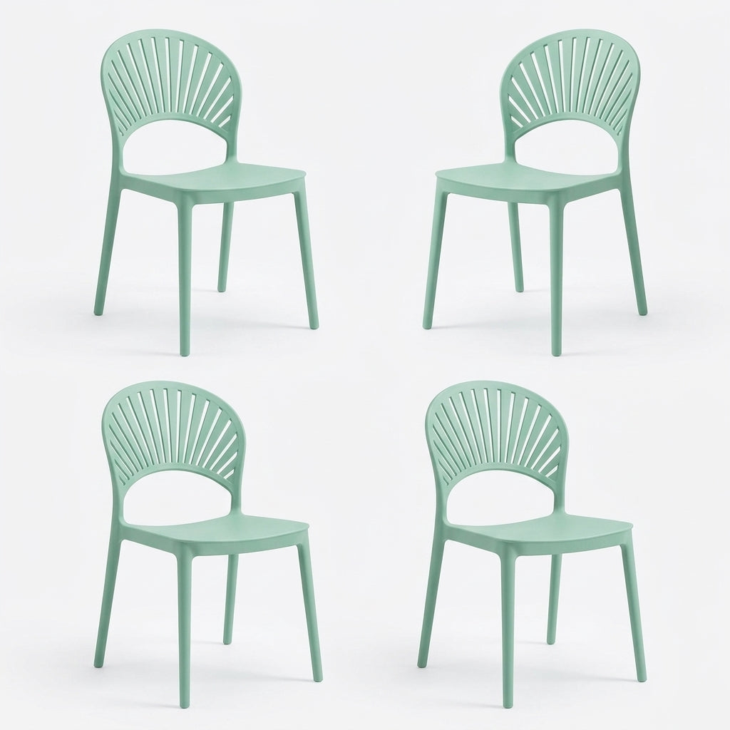 Set de 4 Sillas Paraíso, Color Azul Claro, con Espaldar y Diseño Moderno