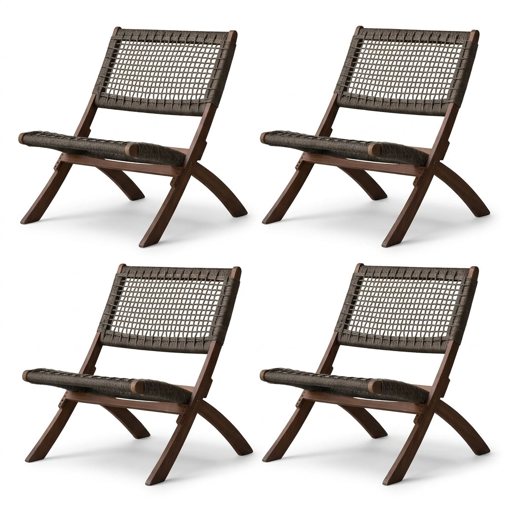 Silla Plegable de Madera para Exterior Vora, Mocha, Diseño Rústico y Moderno X4