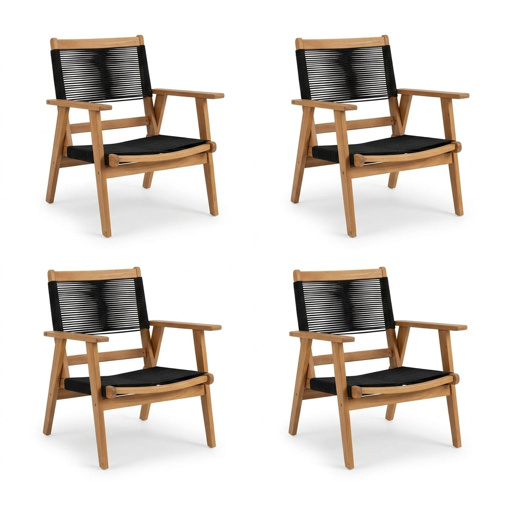 Silla Plegable de Madera para Exterior Lomy, Negro, con Brazos X4
