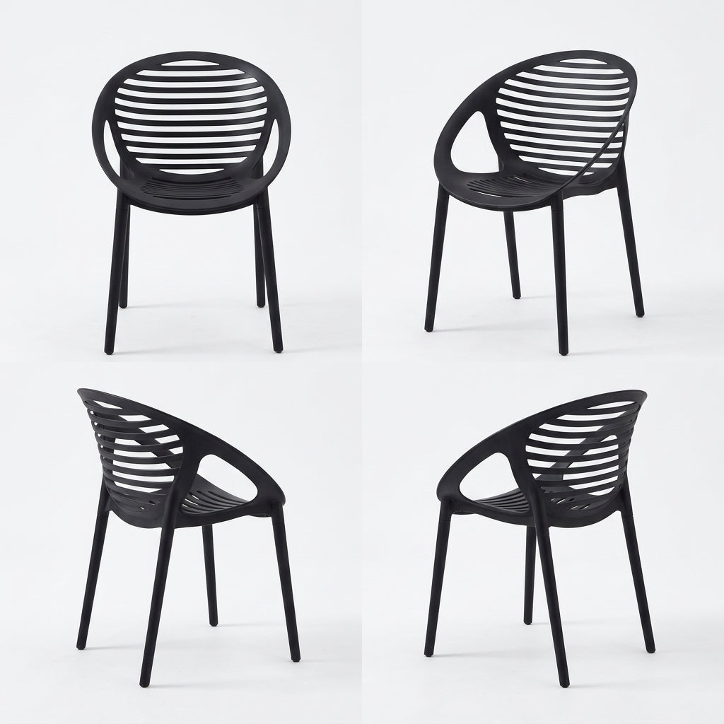 Set de 4 Sillas Tokio con Brazos, Color Negro, con Espaldar y Diseño Moderno