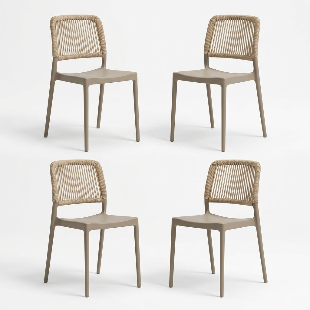 Set de 4 Sillas Houston, Color Taupe, con Espaldar Tejido