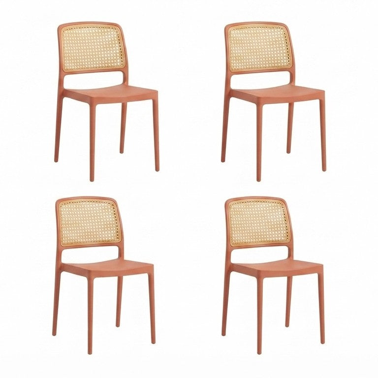 Set de 4 Sillas Texas, Color Terracota y Beige, con Espaldar Transpirable