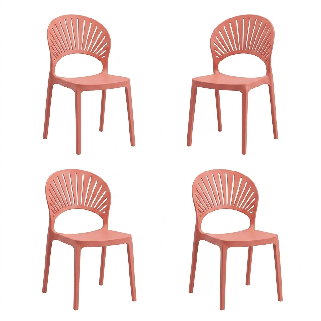 Set de 4 Sillas Paraíso, Color Salmón, con Espaldar y Diseño Moderno