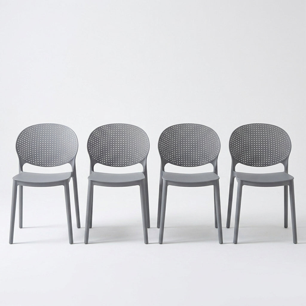 Set de 4 Sillas Florida, Color Gris Oscuro, con Espaldar y Diseño Moderno