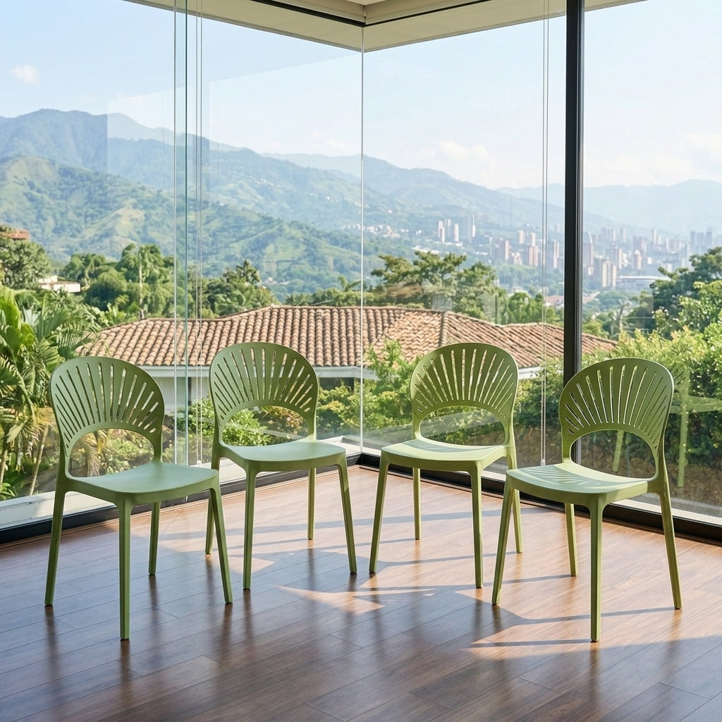 Set de 4 Sillas Paraíso, Color Verde, con Espaldar y Diseño Moderno