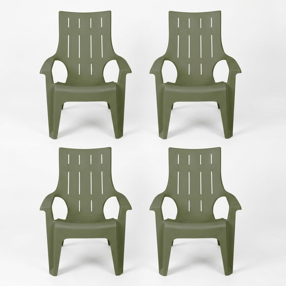 Set de 4 Sillas Playera con Brazos Ocean, Verde, con Espaldar y Reposa Brazos