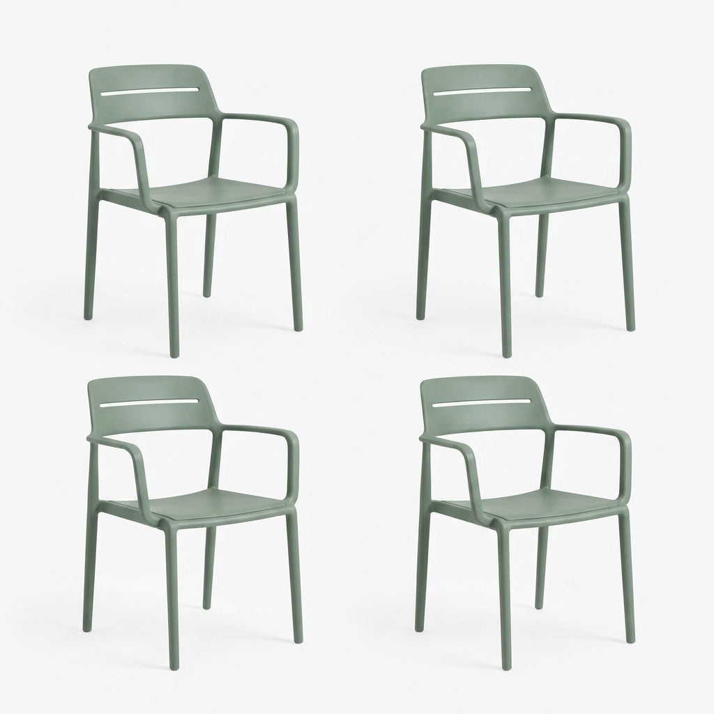 Combo Polet, Incluye una Mesa y 4 Sillas Color Verde Olivo