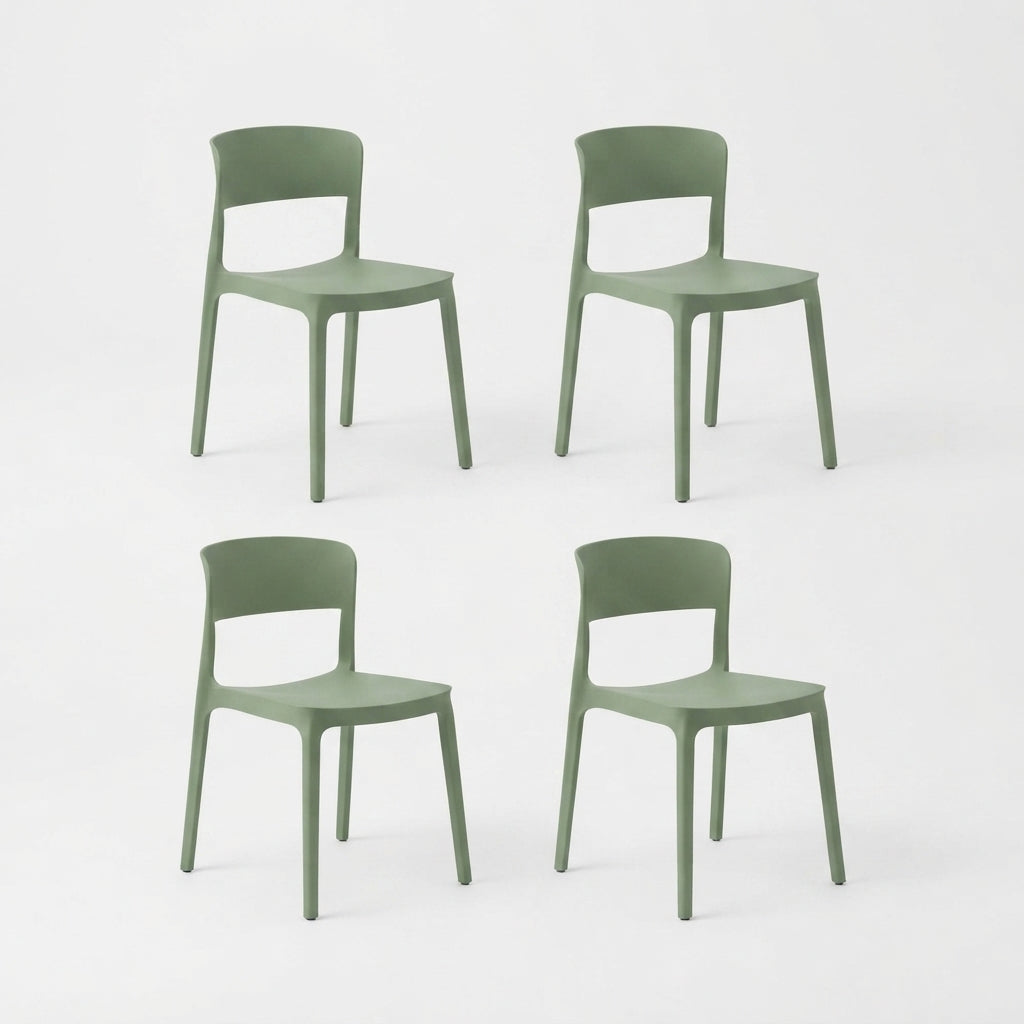 Set de 4 Sillas Mónaco, Color Verde, con Espaldar y Diseño Moderno