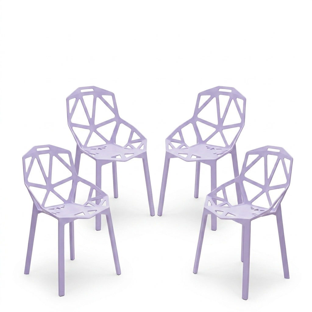 Set de 4 Sillas Roxy, Color Lila, con Espaldar y Diseño Moderno