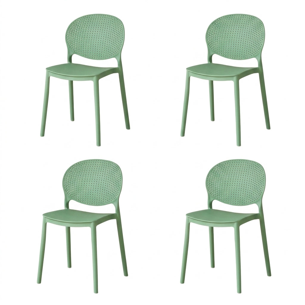 Set de 4 Sillas Florida, Color Verde, con Espaldar y Diseño Moderno