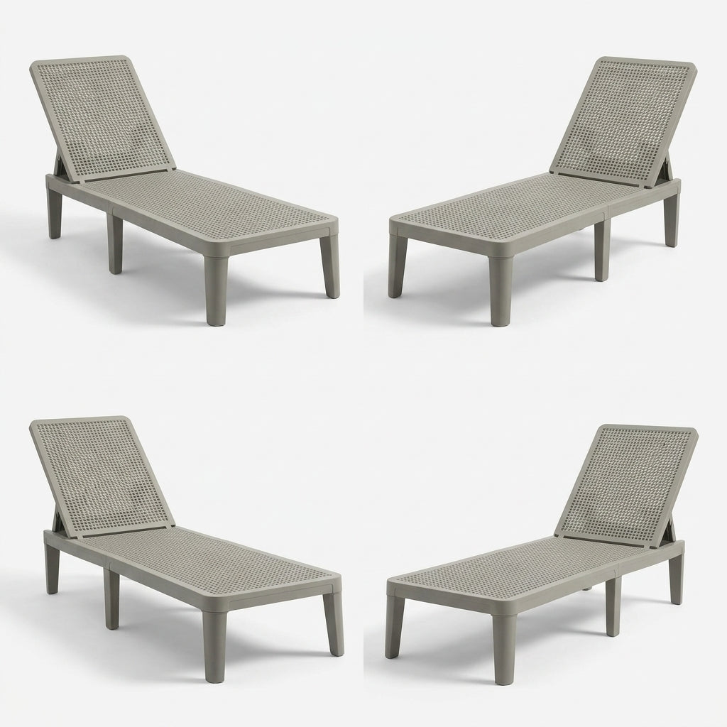 Set de 4 Camas Asoleadoras Delhi, Verde, Diseño Minimalista