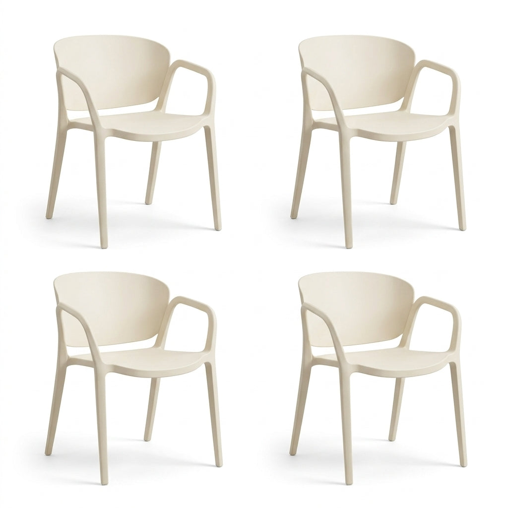Set de 4 Sillas con Brazos California, Taupe Claro, con Espaldar y Diseño Minimalista