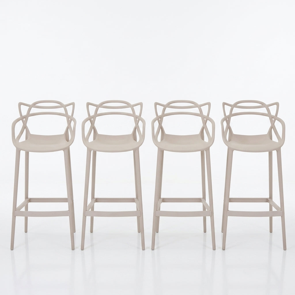 Set de 4 Sillas para Bar Palermo, Taupe, con Reposa Pies Doble Propósito