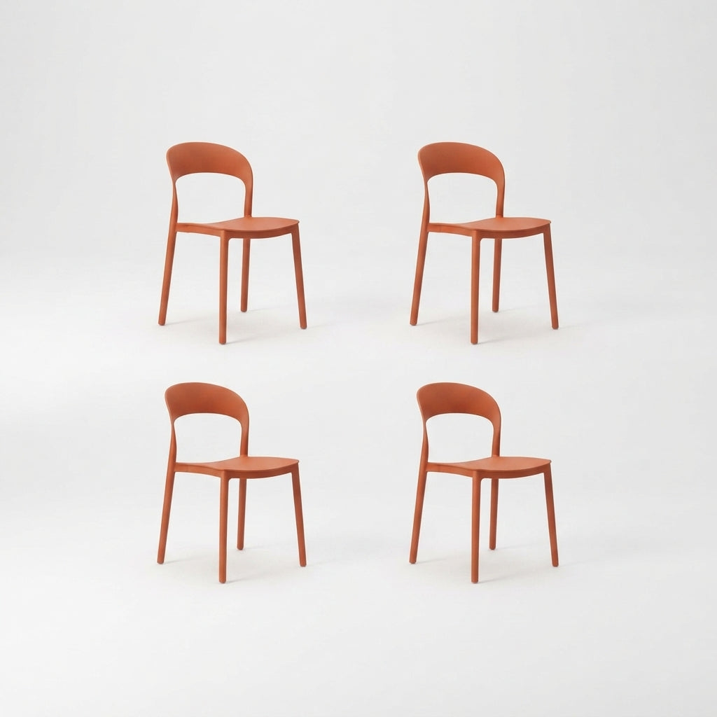 Set de 4 Sillas Patrick, Color Terracota, con Espaldar y Diseño Moderno
