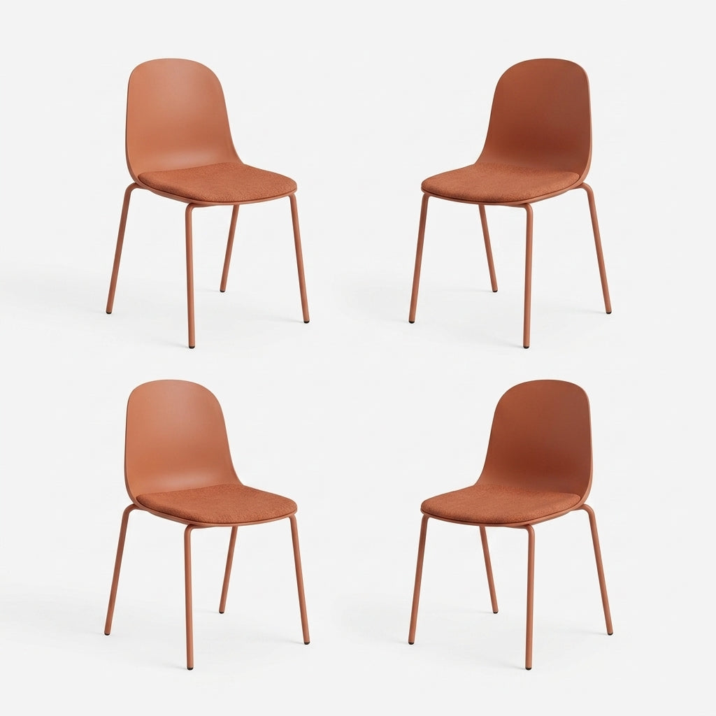 Set de 4 Sillas con Cojín Aiara, Color Rojo, Diseño Moderno
