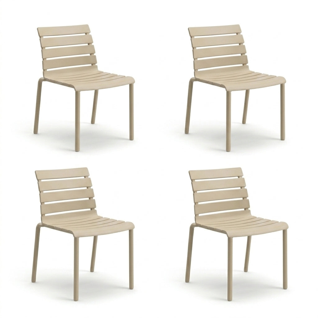 Set de 4 Sillas Montana, Taupe Claro, con Espaldar en Líneas Diseño Moderno