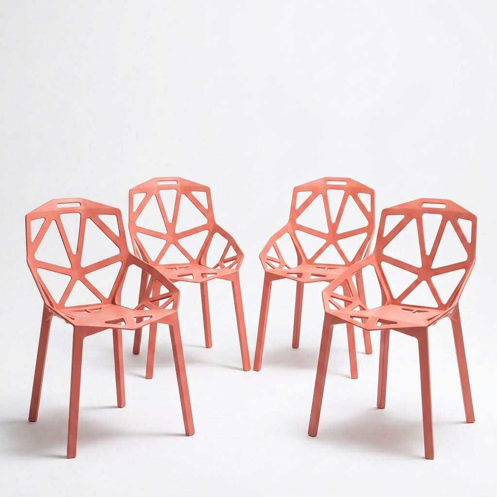 Set de 4 Sillas Roxy, Color Mandarina, con Espaldar y Diseño Moderno