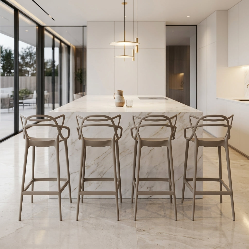 Silla para Bar Palermo, Taupe, con Reposa Pies Doble Propósito